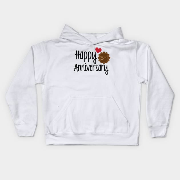 Happy 3rd Anniversary Kids Hoodie by justSVGs